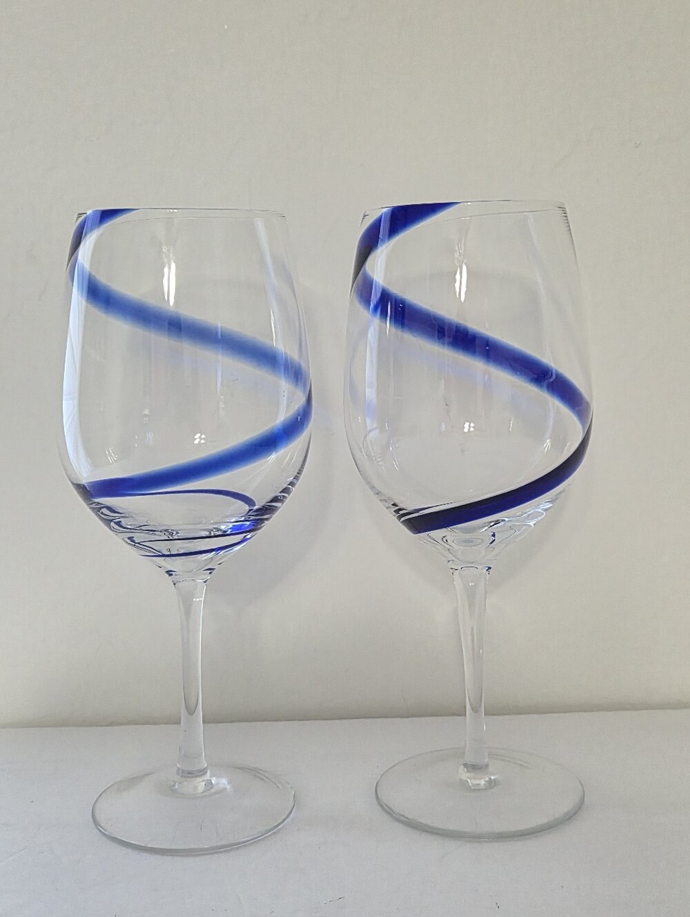 Pier 1 Swirline Cobalt Stemmed Wine Glass